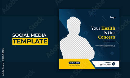Modern medical healthcare service social media post template design