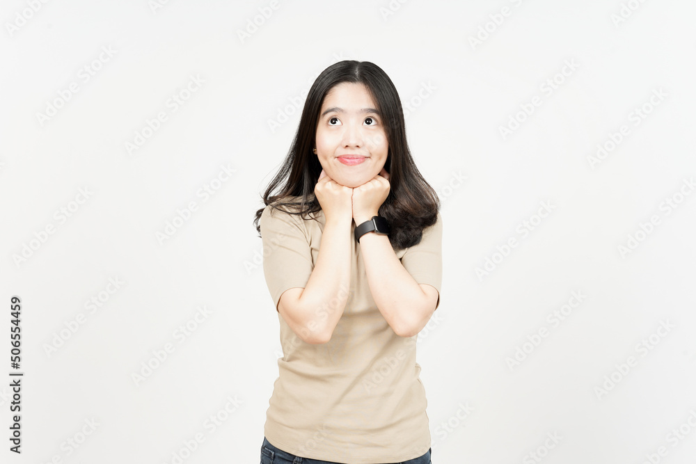 Thinking and Look away and Of Beautiful Asian Woman Isolated On White Background Thinking and Look away and Of Beautiful Asian Woman Isolated On White Background