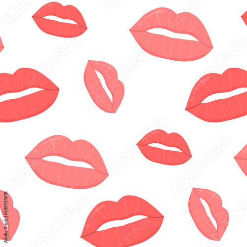 Seamless pattern with lips. Pattern with beautiful female lips. Vector illustration.