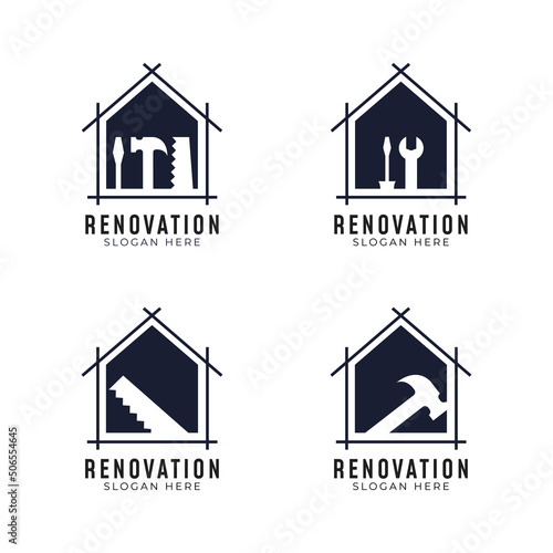 Home renovation logo collection with handyman tool concept