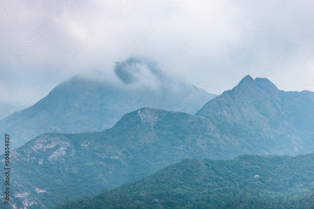 Foggy day, Mountain landscape in Lantau Island, Hong Kong