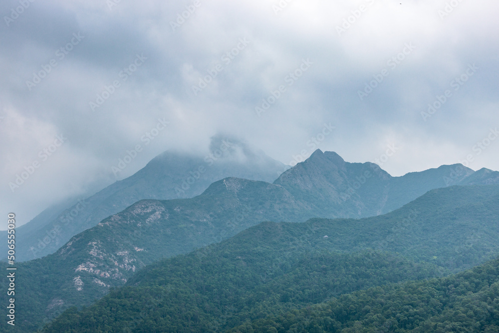 Foggy day, Mountain landscape in Lantau Island, Hong Kong