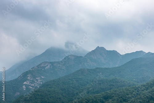 Foggy day  Mountain landscape in Lantau Island  Hong Kong