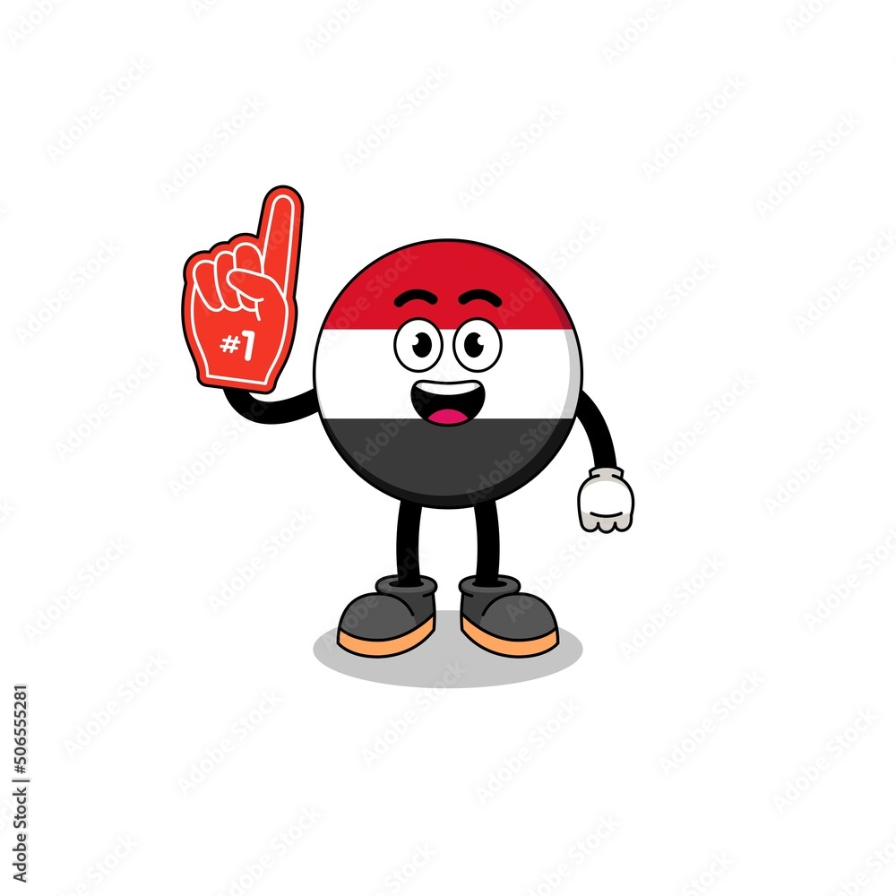 Cartoon mascot of yemen flag number 1 fans