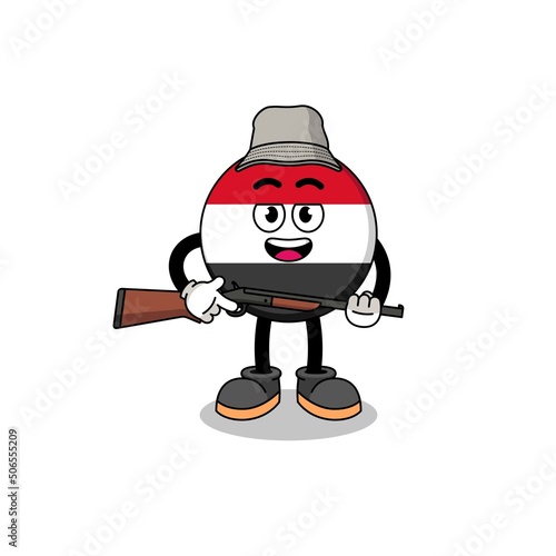 Cartoon Illustration of yemen flag hunter © Ummu