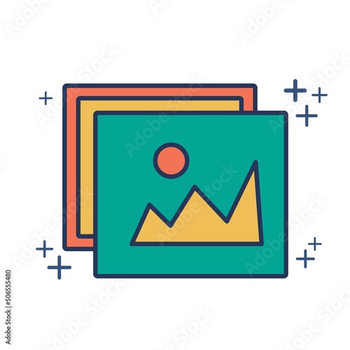 Wallpaper Mural Image icon vector illustration glyph style design with color and plus sign. Isolated on white background. Torontodigital.ca