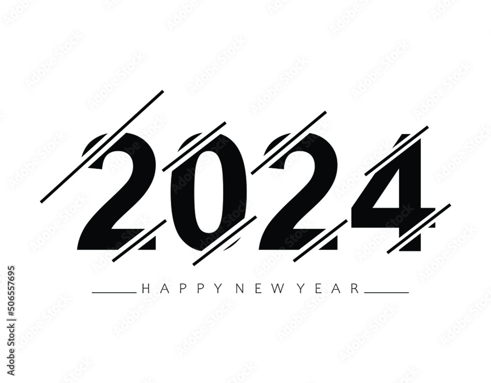 Happy new year 2024. Typography logo 2024 vision, 2024 New Year banner