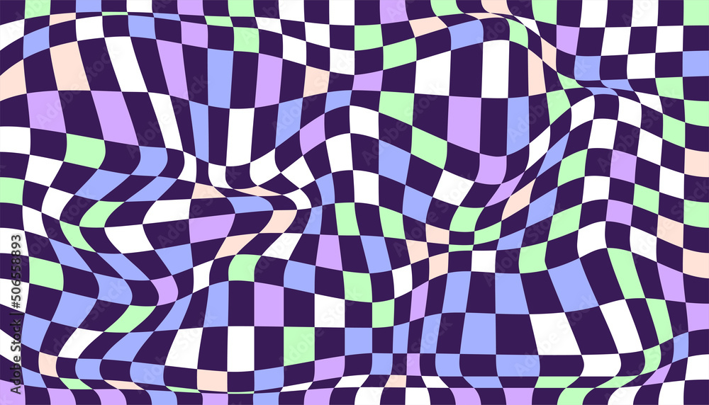 Checkered background with distorted squares Checkered background with distorted squares