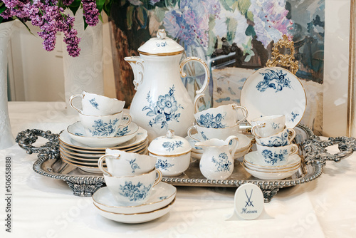 vintage dining set tableware Porcelain Meissen Keramik photo