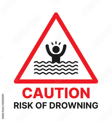 Caution risk of drowning icon sign. Vector illustration