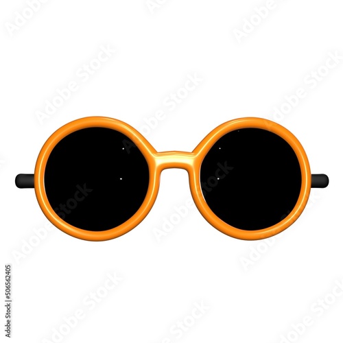 Circle sunglasses with orange frames photo