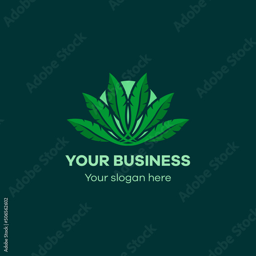 Weed green leaf modern logo template