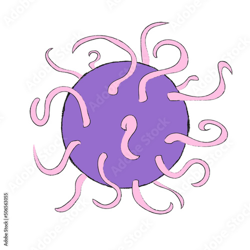bola morada alienígena con tentáculos rosados estilo animado  