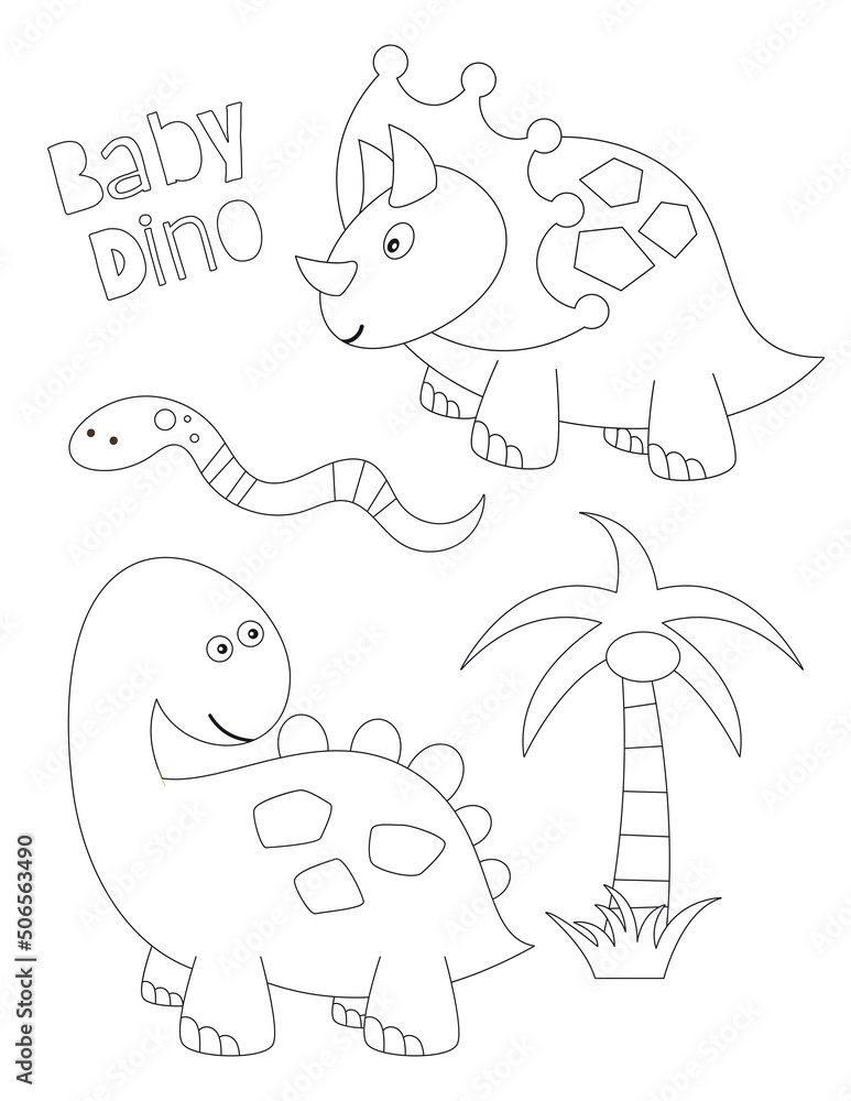 Dinosaurs coloring page printable for children. Preschool Space