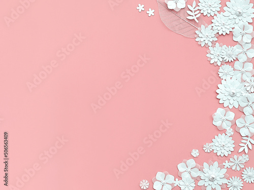 白い花のペーパークラフトフレーム