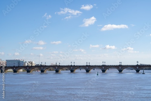 The Pont de Pierre in Bordeaux France during a sunny