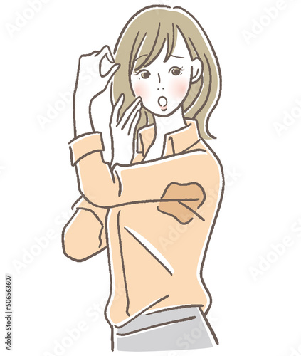 シャツの脇汗に気がつく女性