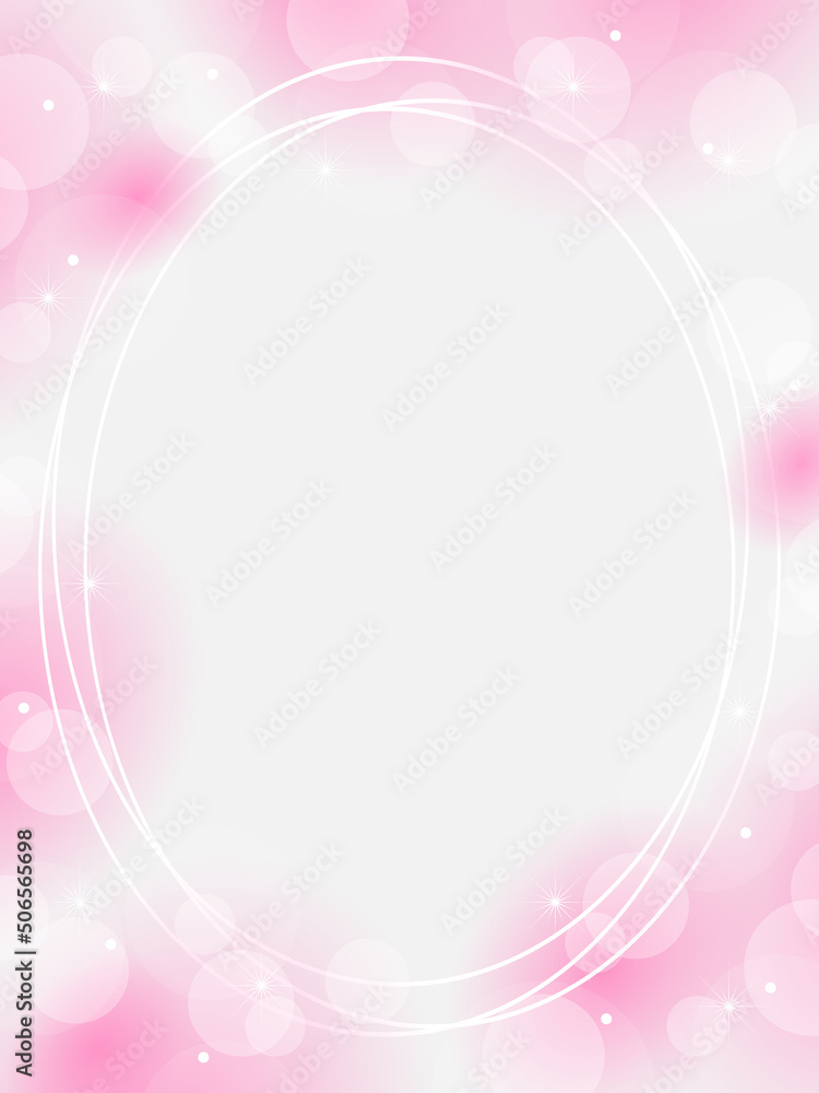 円形フレームとパーティクルの背景　縦位置　ピンク