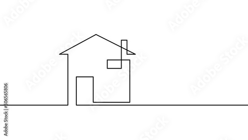Animation of one line drawing of an home. Planning, design and development of a house. Continuous line self drawing. Animated illustration photo