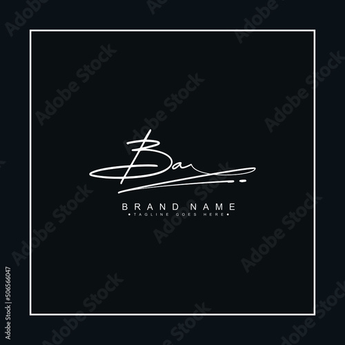 Initial Letter BA Logo - Hand Drawn Signature Style Logo