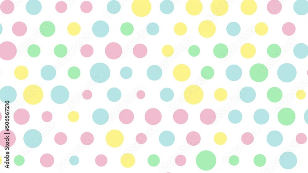Float pastel polka dots blinking alternately on a 4K white background. Float pastel polka dots blinking alternately on a 4K white background.