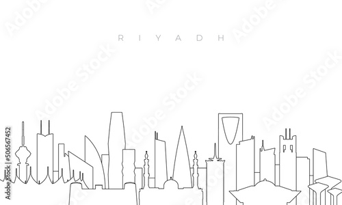 Outline Riyadh skyline. Trendy template with Riyadh city buildings and landmarks in line style. Stock vector design.