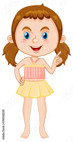 Cute girl cheerleader cartoon character on white background