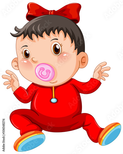 Cartoon toddler wearing red clothes