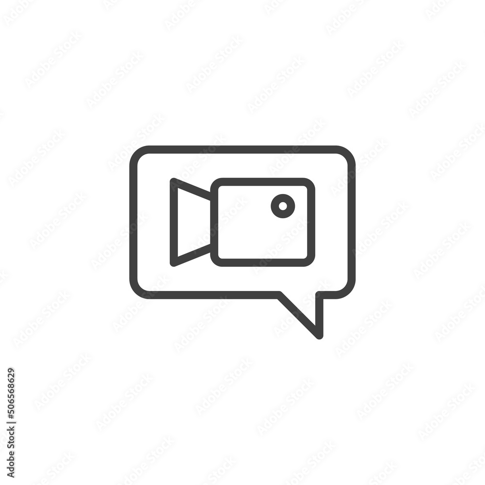 Video chat line icon Video chat line icon