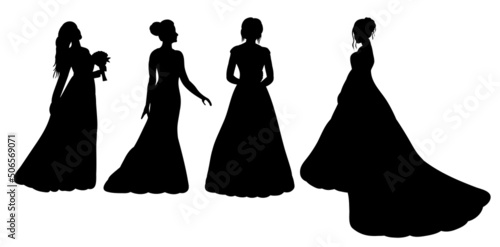 princesses, bride silhouette, on a white background, isolated