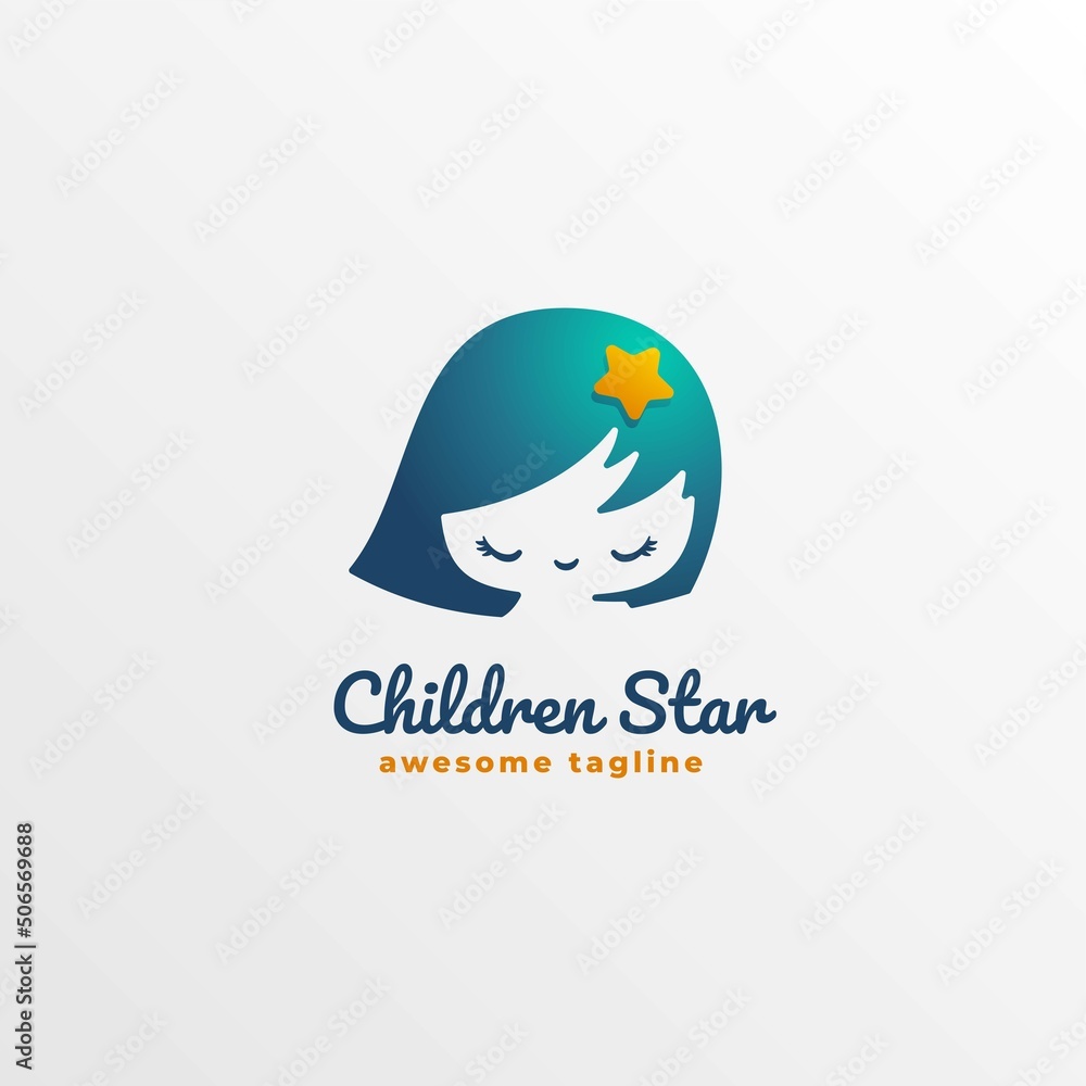 Fototapeta premium Vector Logo Illustration Children Star Gradient Colorful Style.