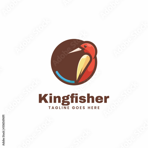 Vector Logo Illustration Kingfisher Simple Mascot Style. photo