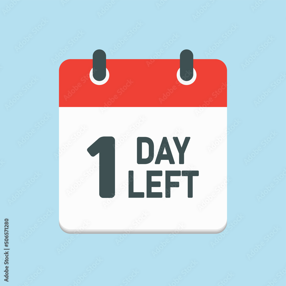 Fototapeta premium Countdown daily page calendar icon - 1 day left
