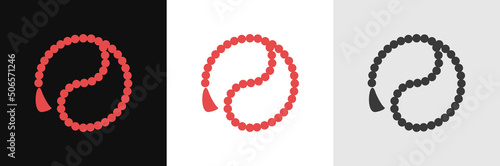 Holy rosary or buddhist mala, prayer beads logo vector icon