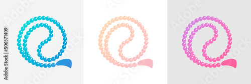 Holy rosary or buddhist mala, prayer beads logo vector icon