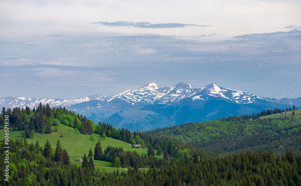 Landscape with Rodna mountains seen from Tihuta pass