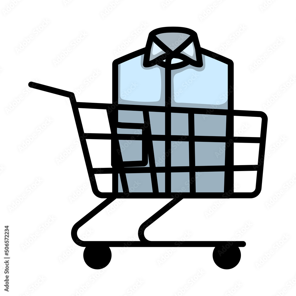 Shopping Cart With Clothes (Shirt) Icon Shopping Cart With Clothes (Shirt) Icon
