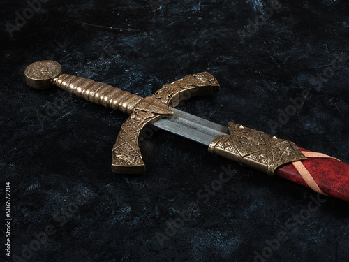 A beautiful antique sword with a bronze hilt