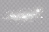 light effect. Background of sparkling particles. Shiny elements on a transparent background.Christmas dust.
