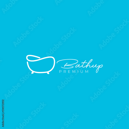 minimalist line bathtup modern logo design vector graphic symbol icon illustration creative idea