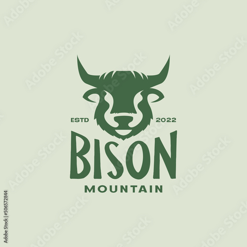 colored vintage yak bison logo design vector graphic symbol icon illustration creative idea