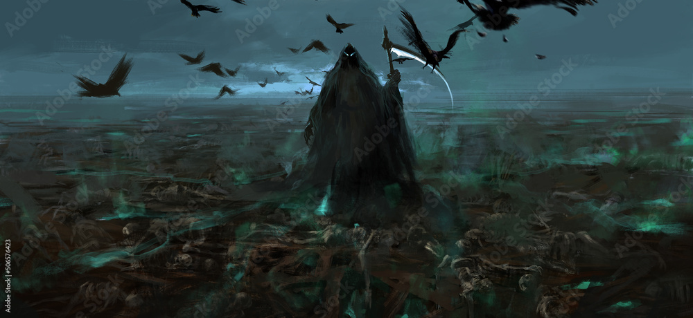 Obraz premium Death dominates the earth, 3D illustration.