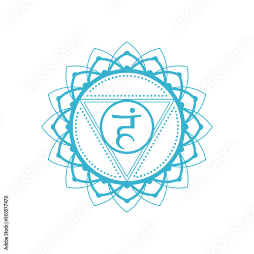 Vishuddha. Chakra vector isolated minimalistic flat icon with transparency - for yoga studio, banner, poster, symbol used in Hinduism, Buddhism and Ayurveda, Reiki, Tantra
