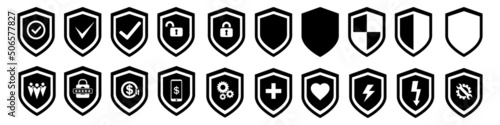 Shield Vector icon set. protection illustration sign collection. defense symbol. safe logo.