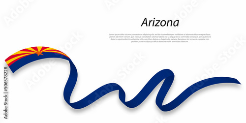 Waving ribbon or stripe with flag of Arizona