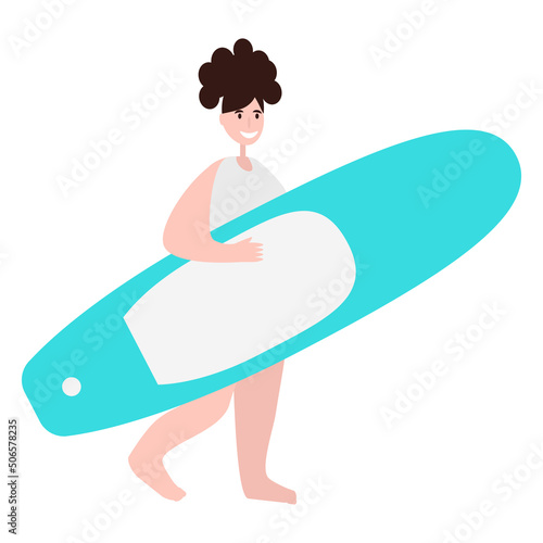 big woman with surfing board on white © Joao