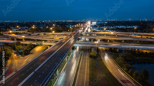 Wallpaper Mural Aerial top view road traffic interchange in city, Aerial view of highway and overpass in city, Expressway top view, Road traffic an important infrastructure, Ecology. Torontodigital.ca