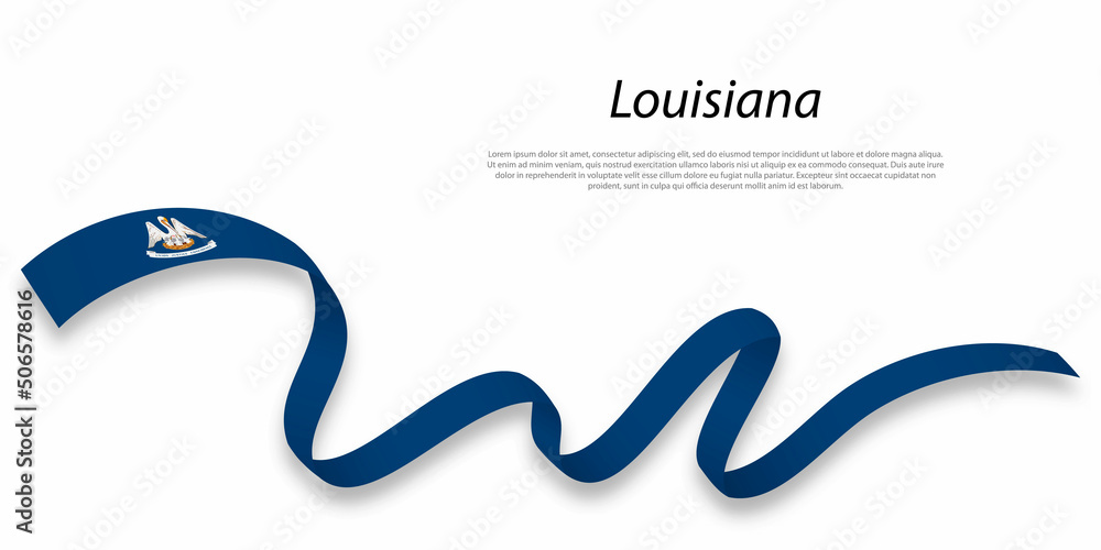 Waving ribbon or stripe with flag of Louisiana Waving ribbon or stripe with flag of Louisiana