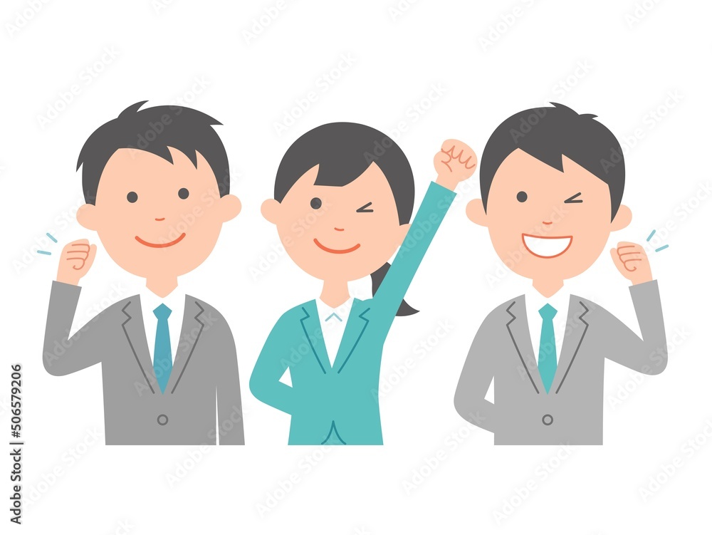 意欲あるビジネスパーソン3人　爽やか　上半身