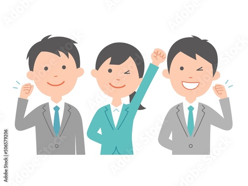 意欲あるビジネスパーソン3人　爽やか　上半身